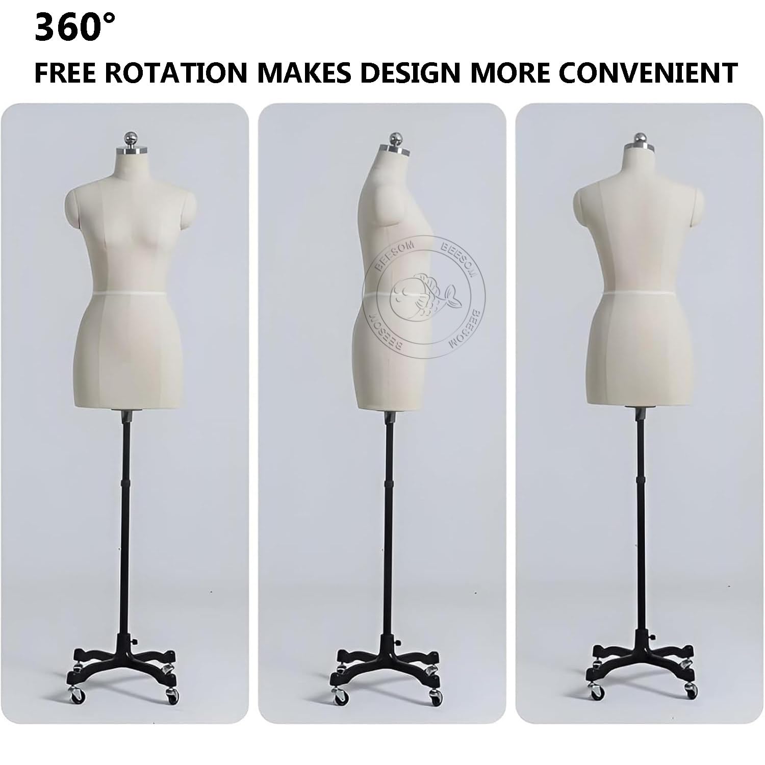Maniqui Costura Mujer Modista Maniquí Costura con Ruedas,Mujer Forma Vestido,Modelo Maniquí Costurera Totalmente Fijable,Modelo Fabricación Patrones Pantalones 1/3D White 92yards