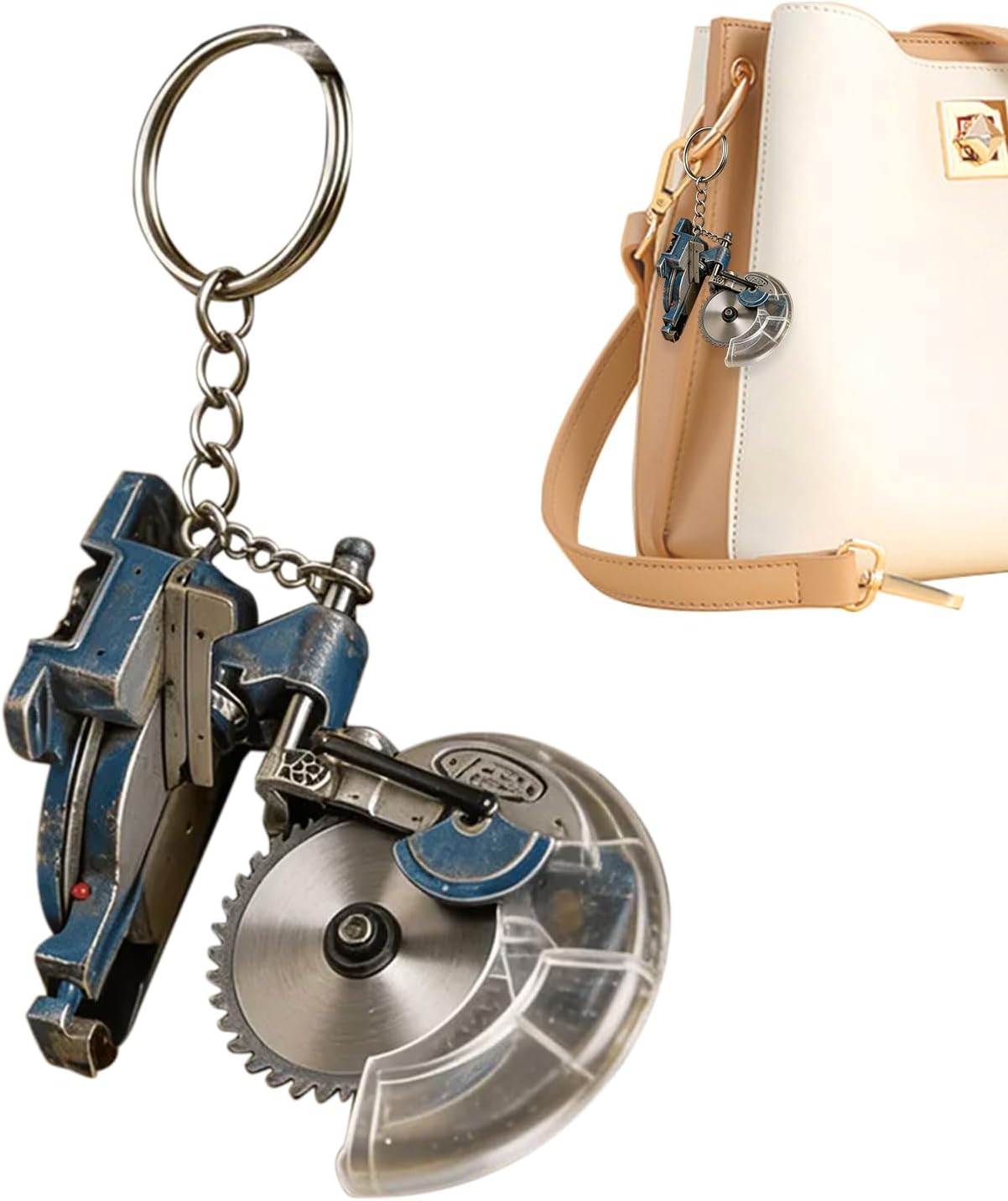 Mini Chainsaw Keychain, Collectible Model Pendant with Keychain, Mini Ornament in the Shape of Chainsaw, for Enthusiasts, Friends, Students, Adults, Men, Women, Office Home Desk
