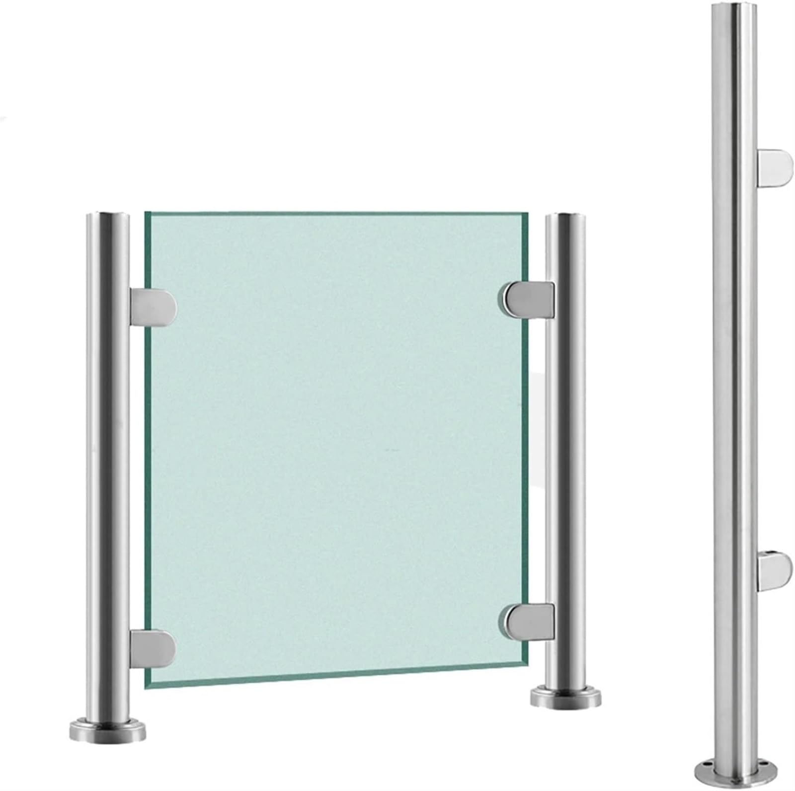 Geländerpfosten Glas Geländersystem 65cm - 105cm Edelstahl Balkongeländer Pfosten Rundes Glasgeländer Glasklemme Glashalter Balustradenpfosten Für Außentreppen Balkone(Color:End Post,Size:95cm)