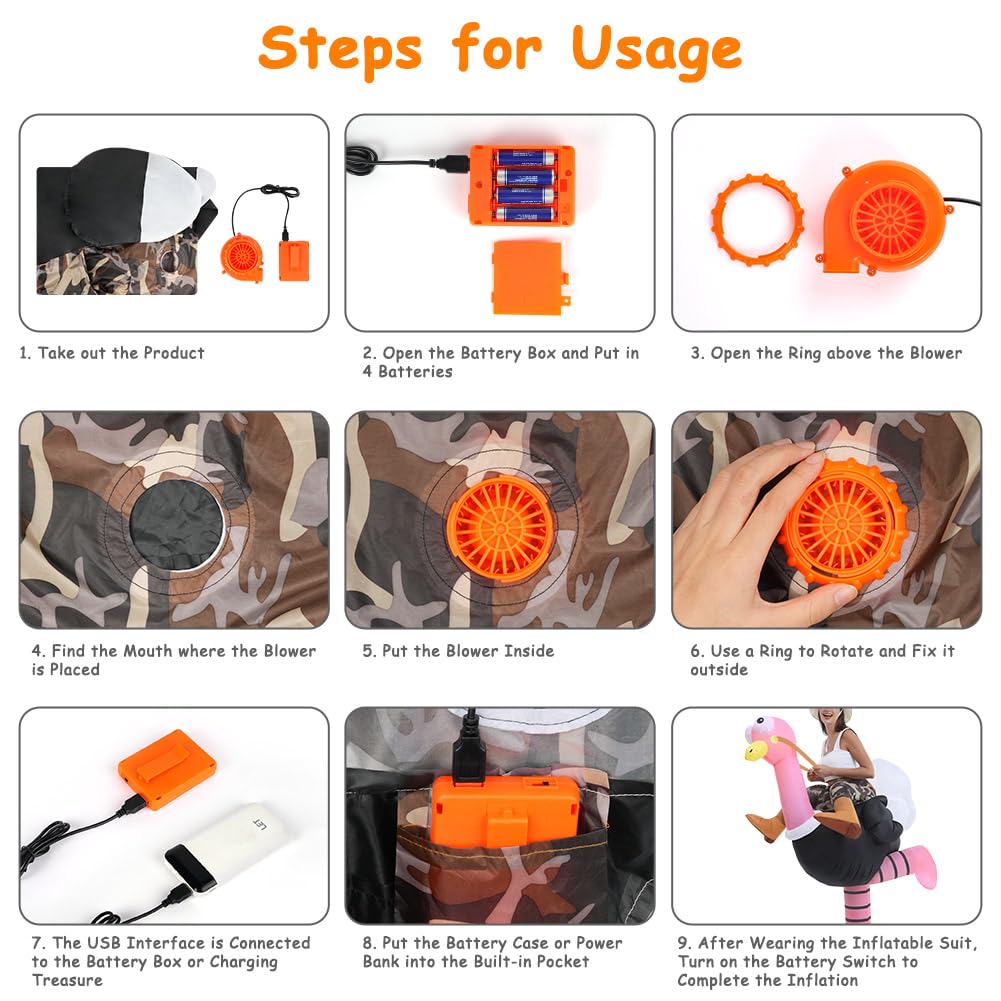 AYBUY Costume Gonfiabile Alien-s, Costume Alienoes Verde, Costume da Alieno Gonfiabile, Halloween Carnevale Cosplay Outfit, Sistema di Gonfiaggio Incluso