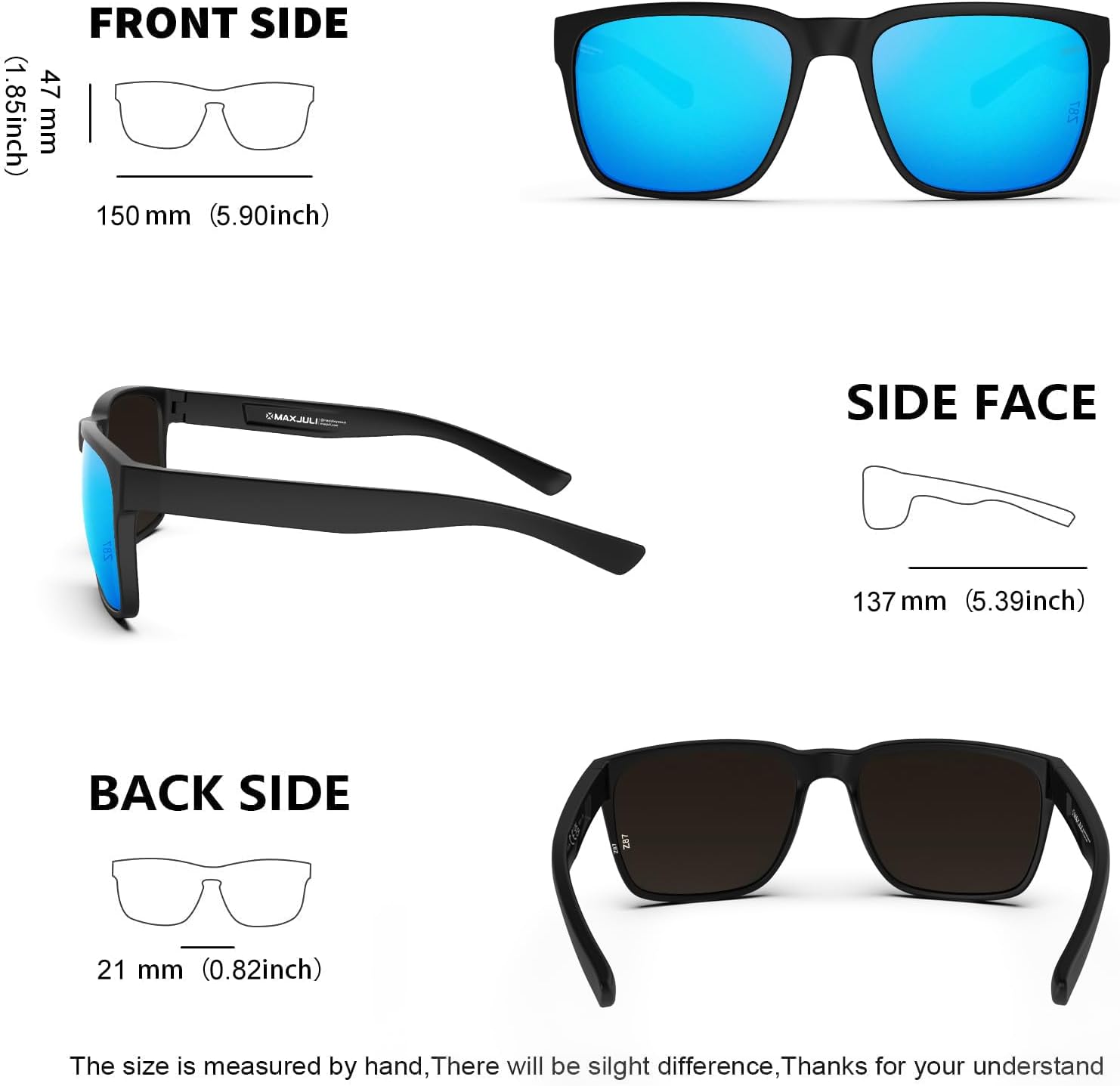 MAXJULI XL Z87 Sunglasses for Big Wide Heads Men TR90 Ultralight UV400 Protection Sun Glasses Z8244 - Image 6