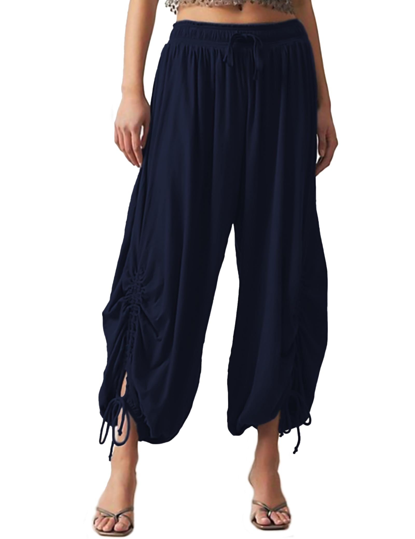 ISZPLUSH Women’s Balloon Jogger Pant High Waist Sweaterpants Drawstring Wide Leg Causual Loose Palazzo Trousers