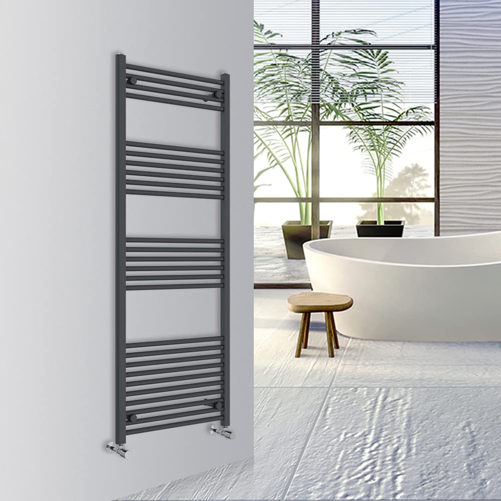 Warmehaus (, 1600X600mm) Straight Bathroom Heated Towel Rail Warmer Radiator Central Heating Anthracite