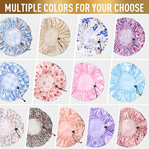 Shower Cap, Extra Large Shower Caps For Women Reusable Waterproof, Upgraded Double Waterproof Layers Hair Cap, Bath Caps Shower Hat Women Girls Adult Hair Protection Suitable For All Lengths And Thickness(Pink Strawberry Xl) #TOP6