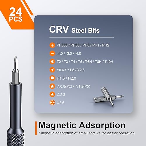 Miniatura 3 de JOREST Juego de destornilladores de precisión 25 en 1, mini kit de herramientas de reparación con Torx para Macbook, computadora, laptop, iPhone,