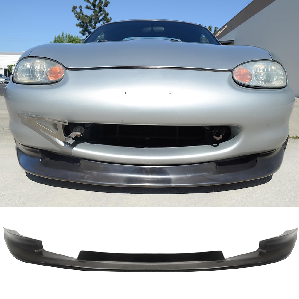 Front Bumper Lip Compatible With 1999-2000 Mazda Miata MX-5 Black PU Front Lip Finisher Under Chin Spoiler Add On Splitter Valance Underbody by IKON MOTORSPORTS product thumbnail 7