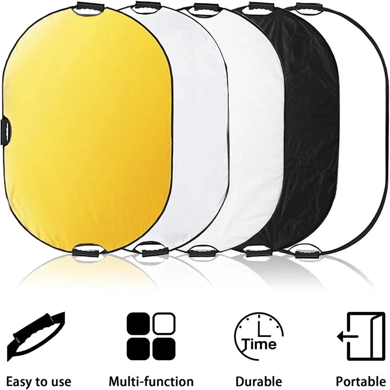 Reflector 5 en 1 Plata Blanco Oro Portátil Plegable Luz Suave Fotografía Redonda for Estudio Reflector Fotografia (Size : 90X120CM-S W)