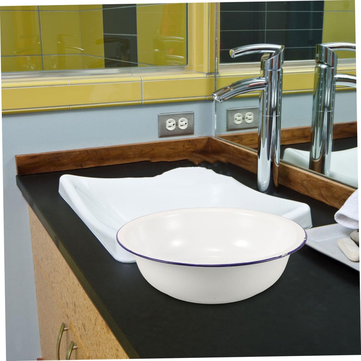 C Washing Basin 32cm Porcelain Foot Soaking Pot Enamel Mixing Bowl White Ceramic Basin for Laundry