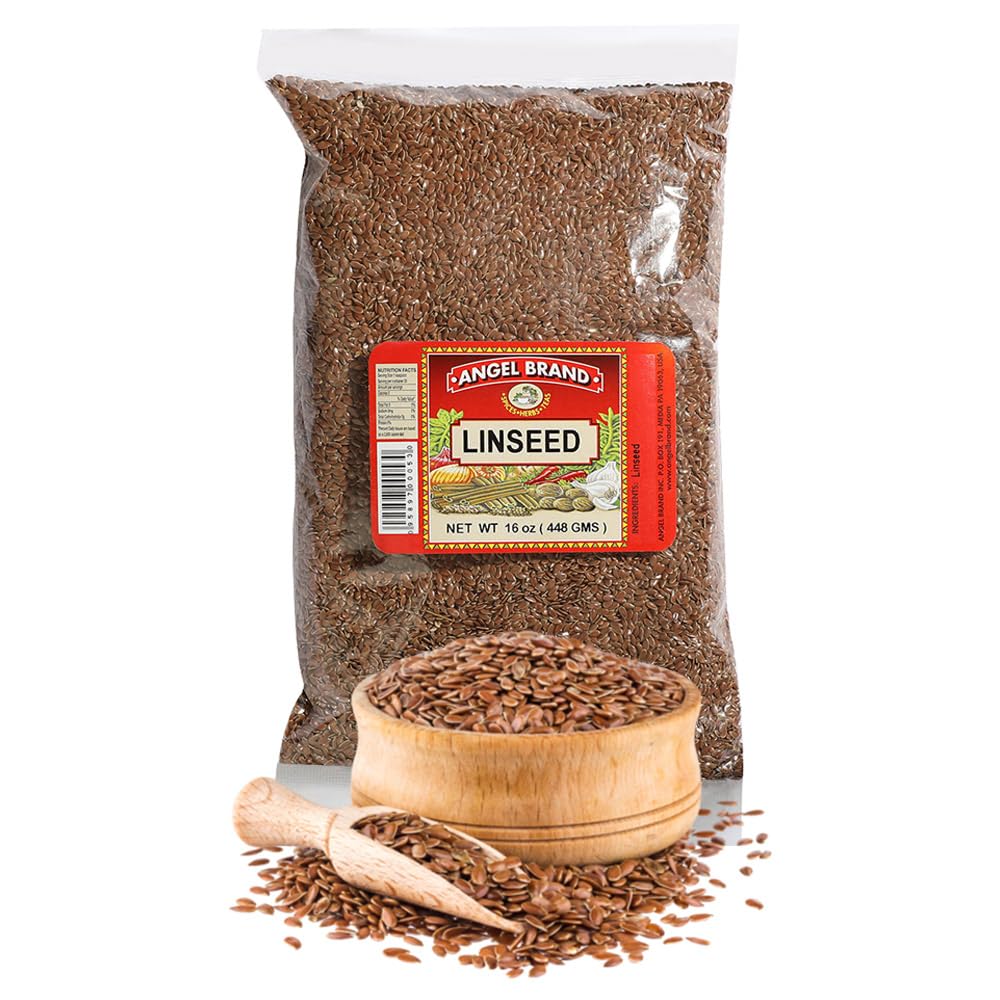 Angel Brand Linseed Flax Seeds 16 oz Pouch – Nutritional Powerhouse of flaxseed Spice – Perfect for Smoothie, Yogurt, Oatmeal & Salads
