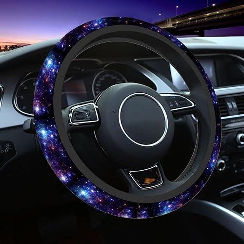 Miniatura 7 de Swono Fundas para volante de automóvil Galaxy Purple con diseño abstracto, hermoso espacio con estrella, accesorios interiores universales para