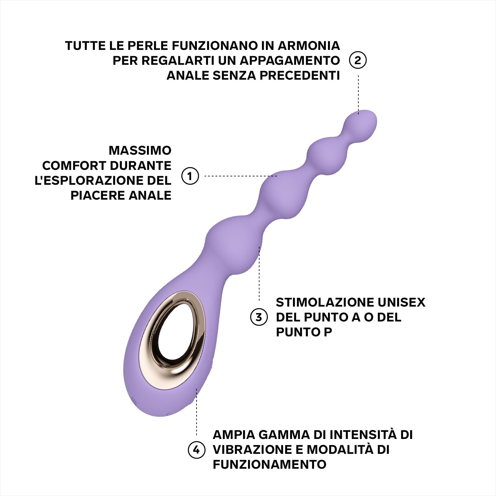 LELO SORAYA Beads Massaggiatore Anale con Perline, con Tecnologia Bow-Motion e 8 Modalità di Vibrazione, Vibratore Anale, Perle Anali, Violet Dusk