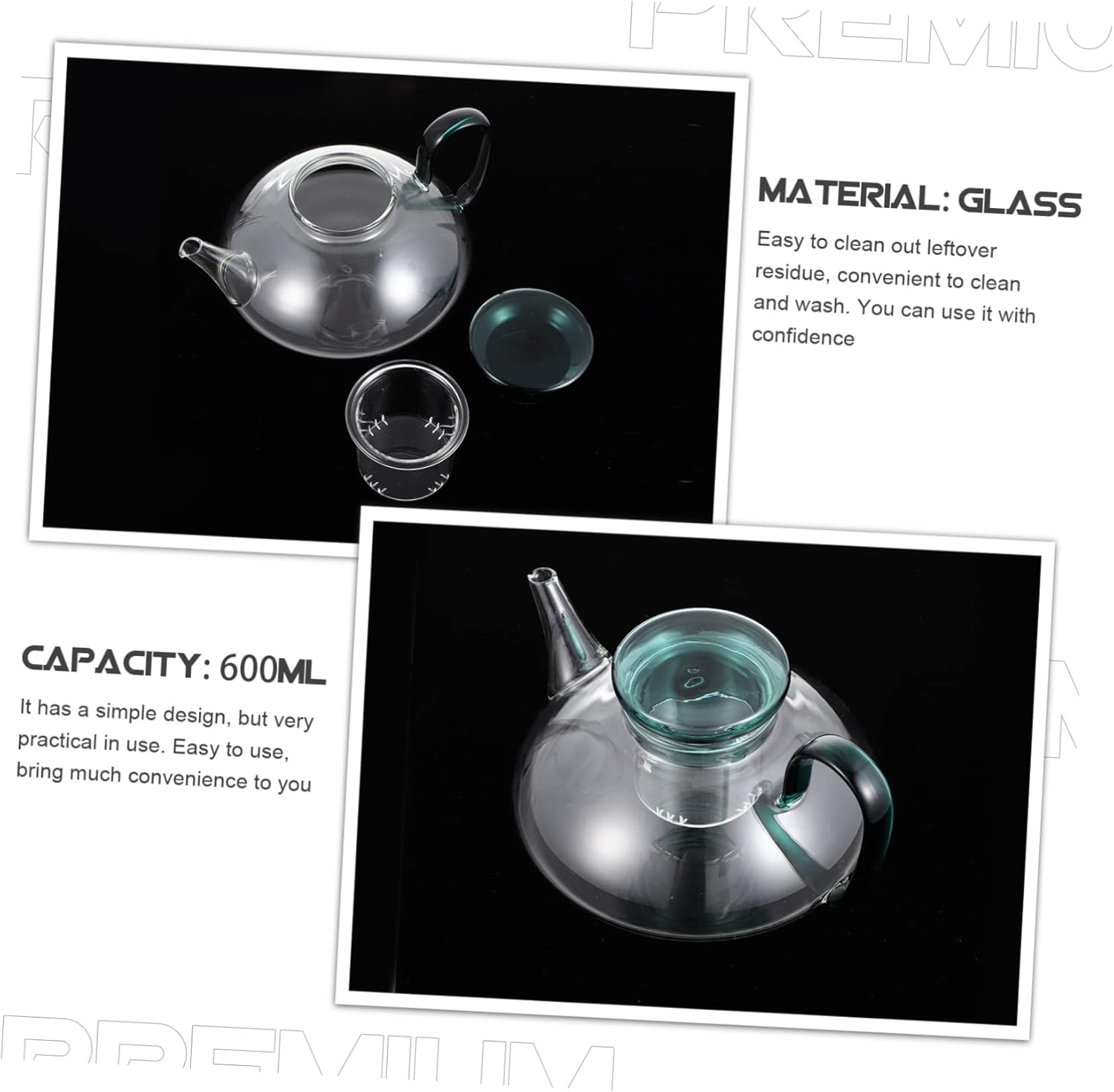 Happyyami Tea and Coffee Pot Glass Teapot for Office Home Hotel Use Elegant Holder Design for Tearoom