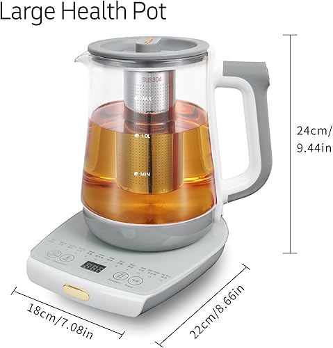 Miniatura 6 de Health Pot - Hervidor eléctrico con infusor y olla de estofado, cafetera inteligente de frutas, control de temperatura y té para mantener el calor,