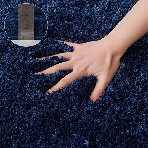 MIULEE Bath Mat Non Slip Absorbent Bathroom Soft luxurious Shower Small Mat Doormat Inside Rugs Kitchen Rugs Carpet Mat Washable for Bathroom Bedroom Kitchen Entrance 40x60 cm Dark Blue - Image 2