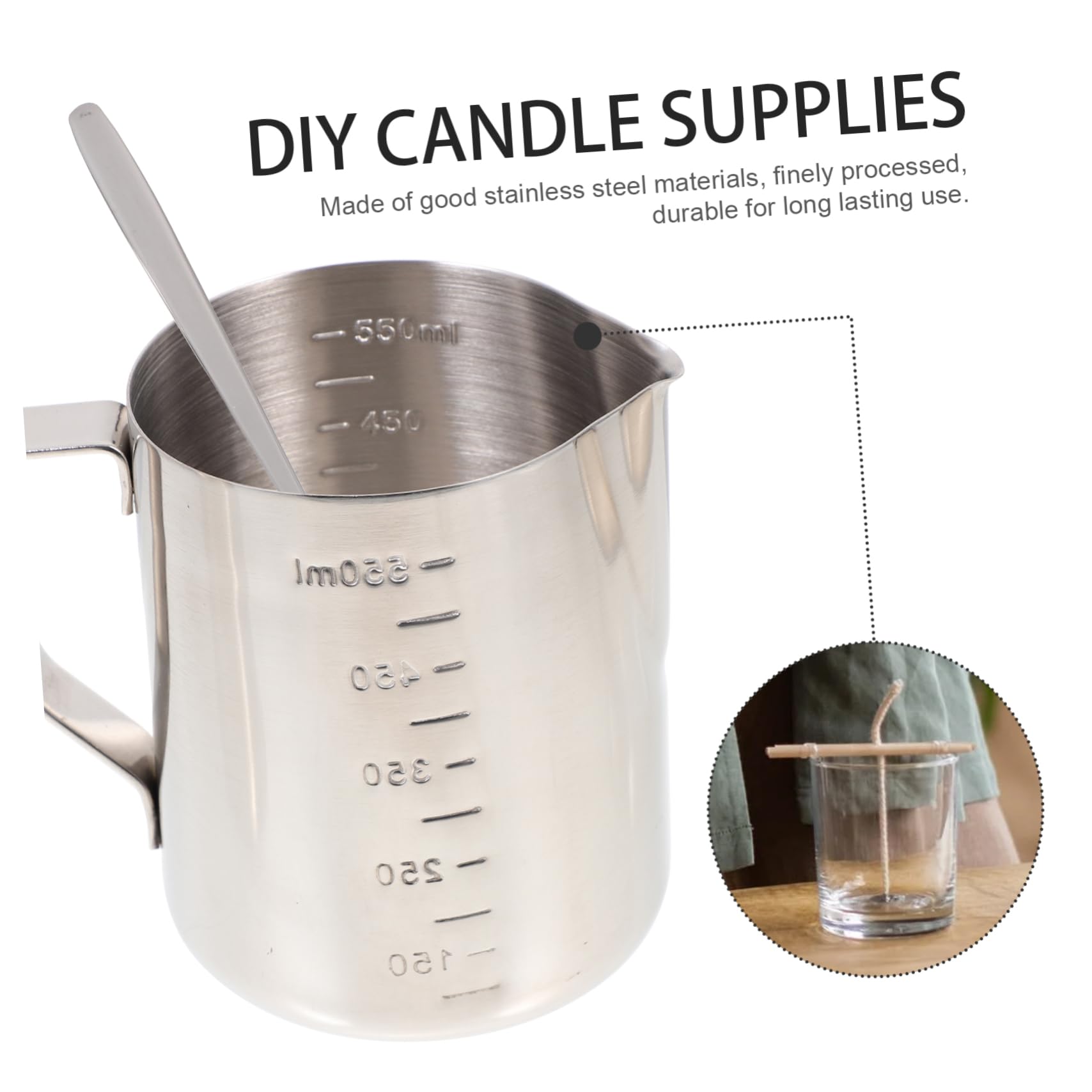 NUOBESTY Taza para Hacer Velas Diy, Kit Manual de Acero Inoxidable, 1 Set