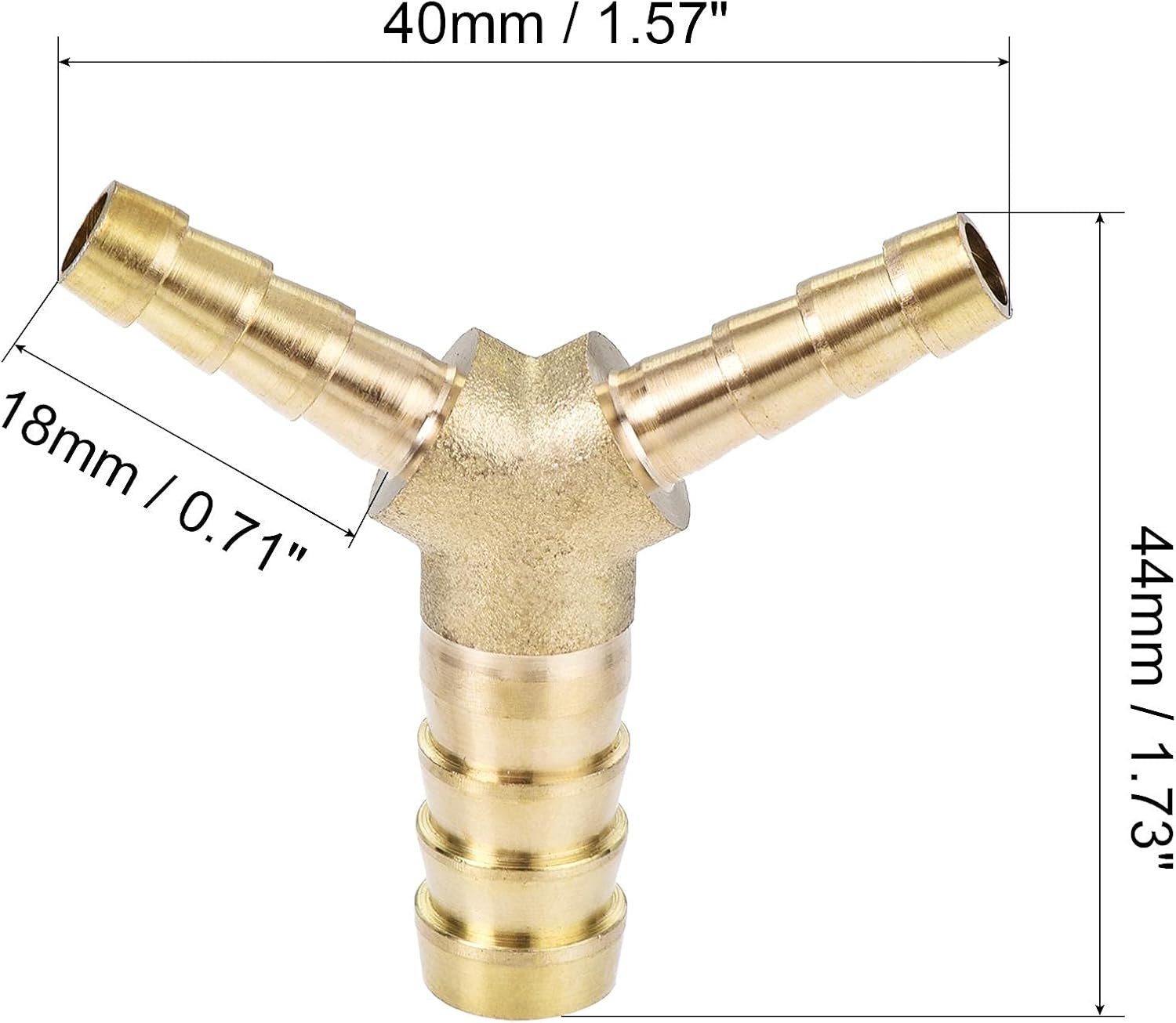 uxcell Reducing Barb Hose Fitting Y Shape Pipe Connector Brass 3/8" x 1/4" x 1/4" Brass Hose Splitter 3 Way Union Fitting for Air Water Gas Oil 2Pcs