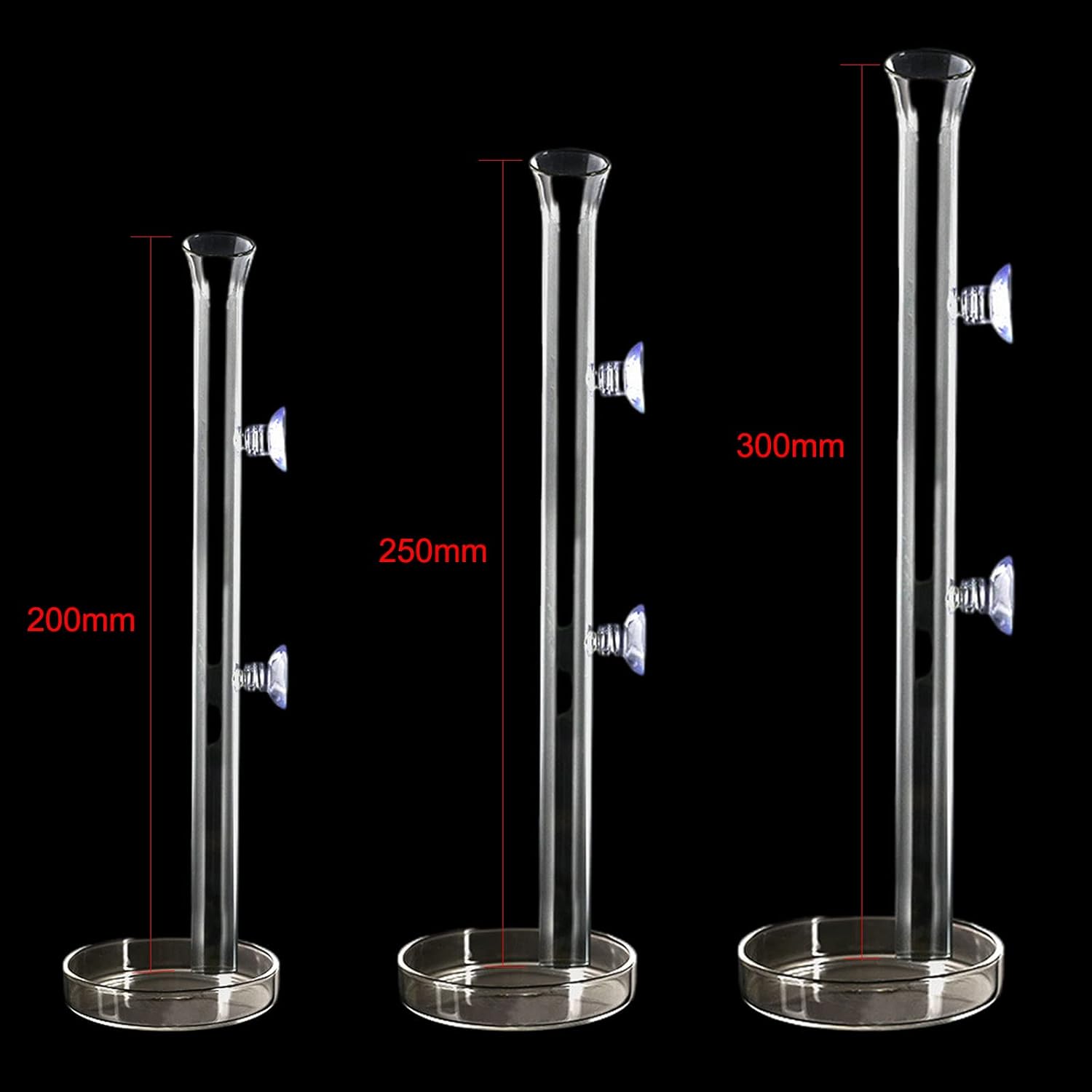 Ailindany 1PCS 250MM アクアリウム 給餌管 魚飼い器 チューブ 透明ガラス エビの餌管 ガラス皿付き 水槽 水槽