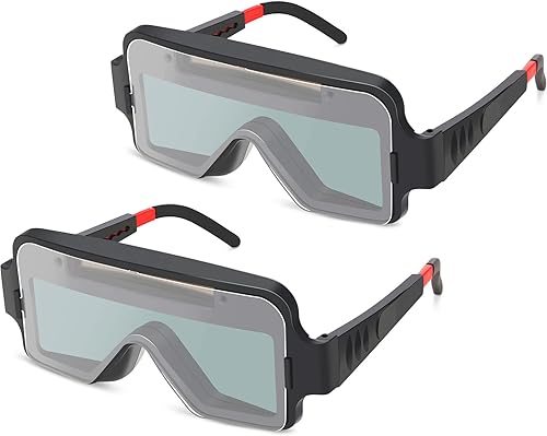 Leumoi 2 gafas de soldadura de oscurecimiento automático, gafas de soldadura alimentadas por energía solar, 2 sensores, de seguridad, atenuación