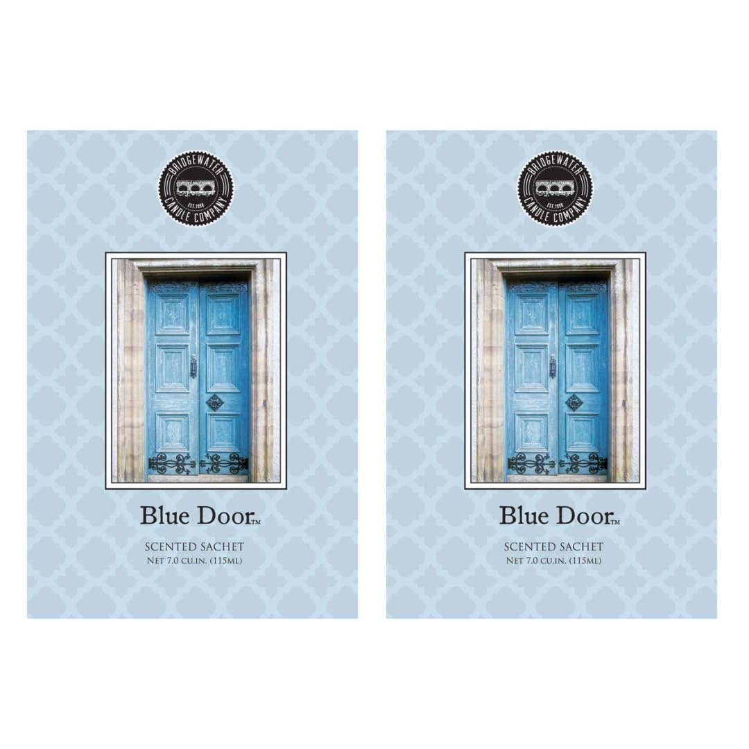 BRIDGEWATER - 2 pack of Blue Door - Scented Sachet Bag, Drawer Fragrance, Wardrobe Air Room Freshener for Living Room Bedroom Bathroom Laundry Basket Radiator or Car - Mandarin, Cedarwood, Nutmeg