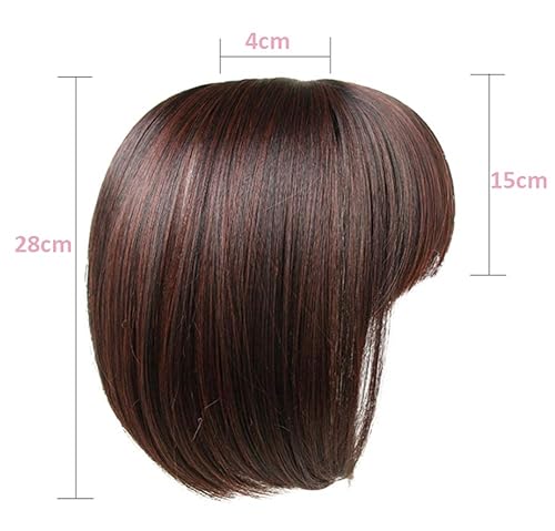Miniatura 5 de Toppers de pelo estilo Bob de 11 pulgadas con flequillo para mujeres con cabello blanco adelgazante, tipo delgado, marrón claro