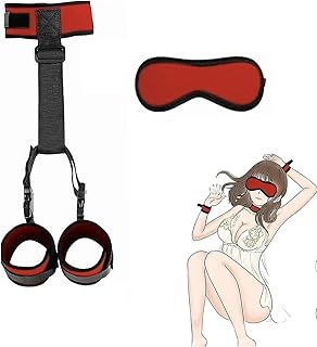 Bondage Kit Adult Restraints Sex Toys,BDSM Restraints Neck To Wrist Sexy Handcuffs Sex Toys for Women,Bed SM Games Play Sex Toys for Couples (Red)