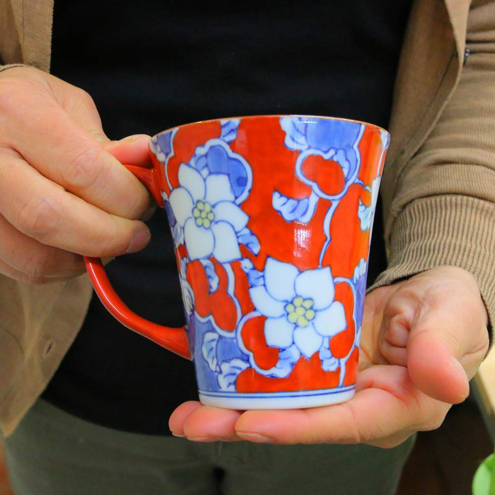 Amazon.co.jp: マグカップ 有田焼 伊万里焼 唐花マグ（赤） 色違いあり