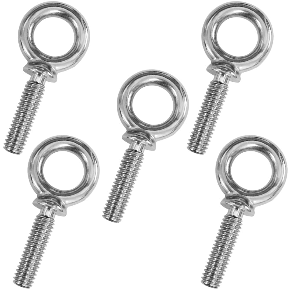 ANPTGHT 1/4"-20 x 1 UNC Lifting Shoulder Eye Bolts, Marine Grade 304 Stainless Steel Threaded Nut Fastener (5 Pack)