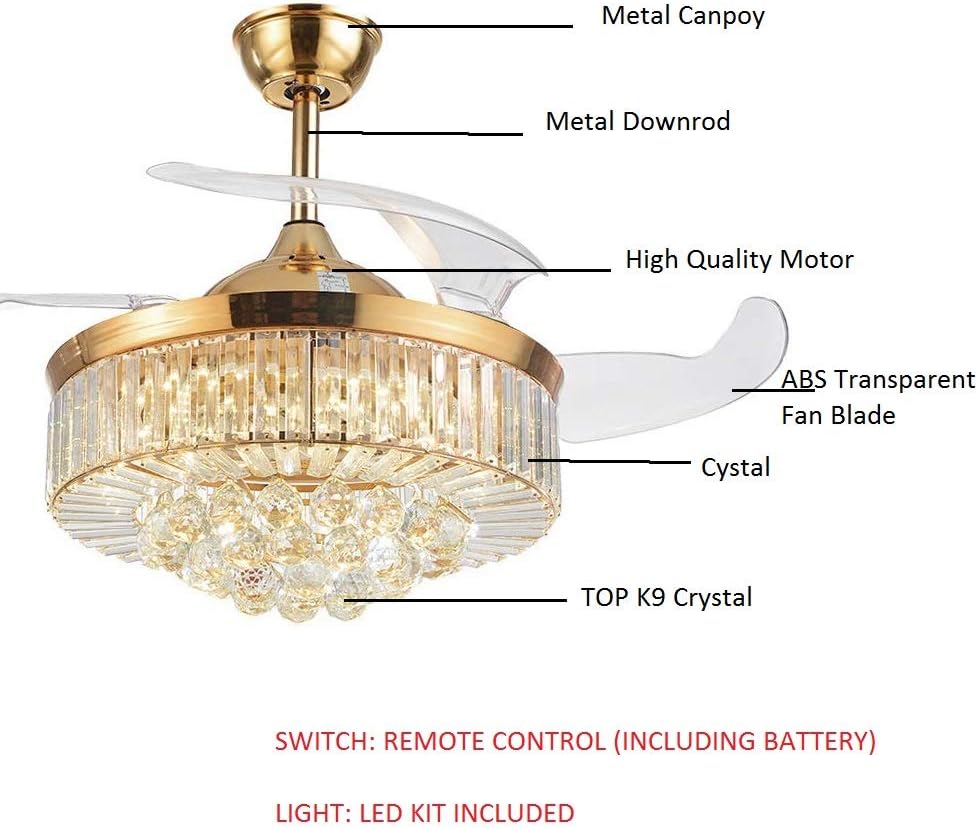 Discount 80% 42 Inch Silver Crystal Ceiling Fan Lights with Remote Control,Ceiling Fan Chandelier LED Three-Color Lights 3 Speeds Fan Retractable Blade for Living room, Kitchen, Restaurant Popular 42 Inch Silver Crystal Ceiling Fan Lights with Remote Control,Ceiling Fan Chandelier LED Three-Color Lights 3 Speeds Fan Retractable Blade for Living room, Kitchen, Restaurant