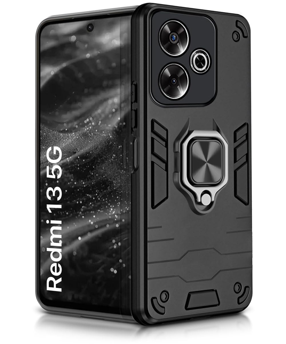 WOW IMAGINE Shock Proof Back Case Mobile Cover for Mi Redmi 13 5G | Poco M6 Plus 5G | Back Cover Case (Tough Armor | Hybrid PC + TPU | Ring Holder & in-Built Kickstand | Black) (B0DCP9BY76) Amazon Price History, Amazon Price Tracker
