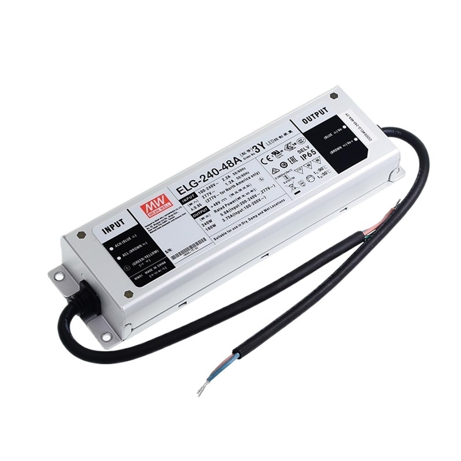 ELG-240-48A-3Y Alimentatore LED 240W 48V 110V/220V CA a CC 5A Impermeabile IP65 Driver LED regolabile Meanwell PFC