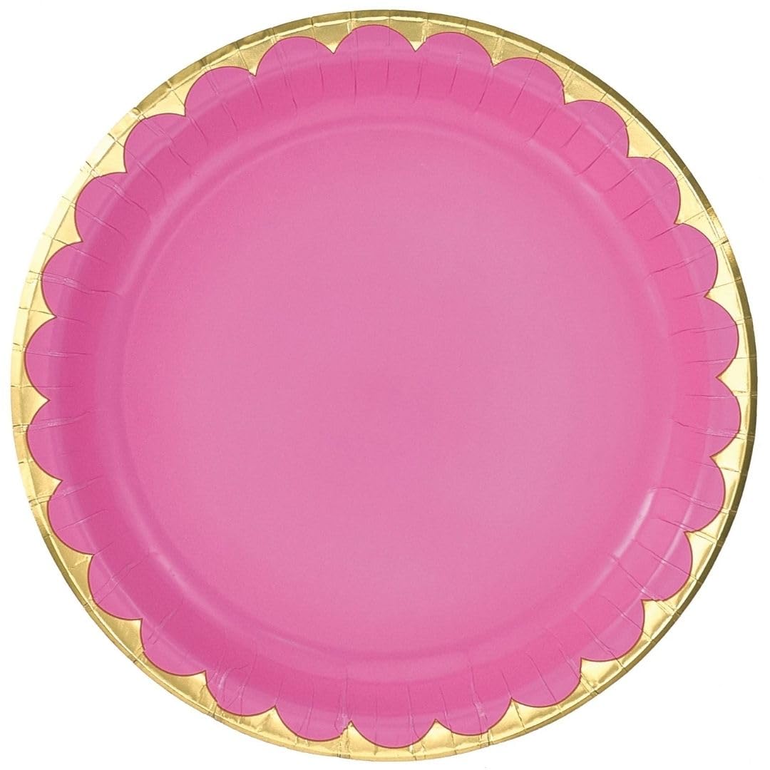amscan Piatti di carta rotondi metallizzati neri (25,4 cm), confezione da 8, resistenti ed eleganti, per feste ed eventi