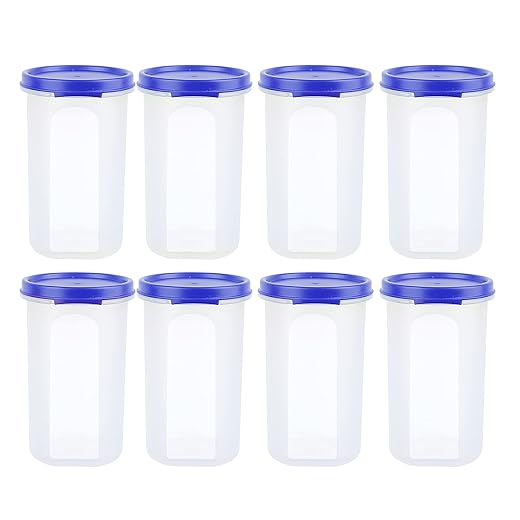 Cutting EDGE Stackable BPA-Free Refrigerator Safe Air-Tight and Leak Resistant Plastic Round Smart Slim Storage Modular Container (Dark Blue, 1100ml /1.1 L / 4.6 Cups / 37.2 Oz) - Set of 4