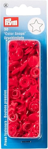 Prym 393238 Sewing Press Stud Colour Snaps Star Red Plastic One Size
