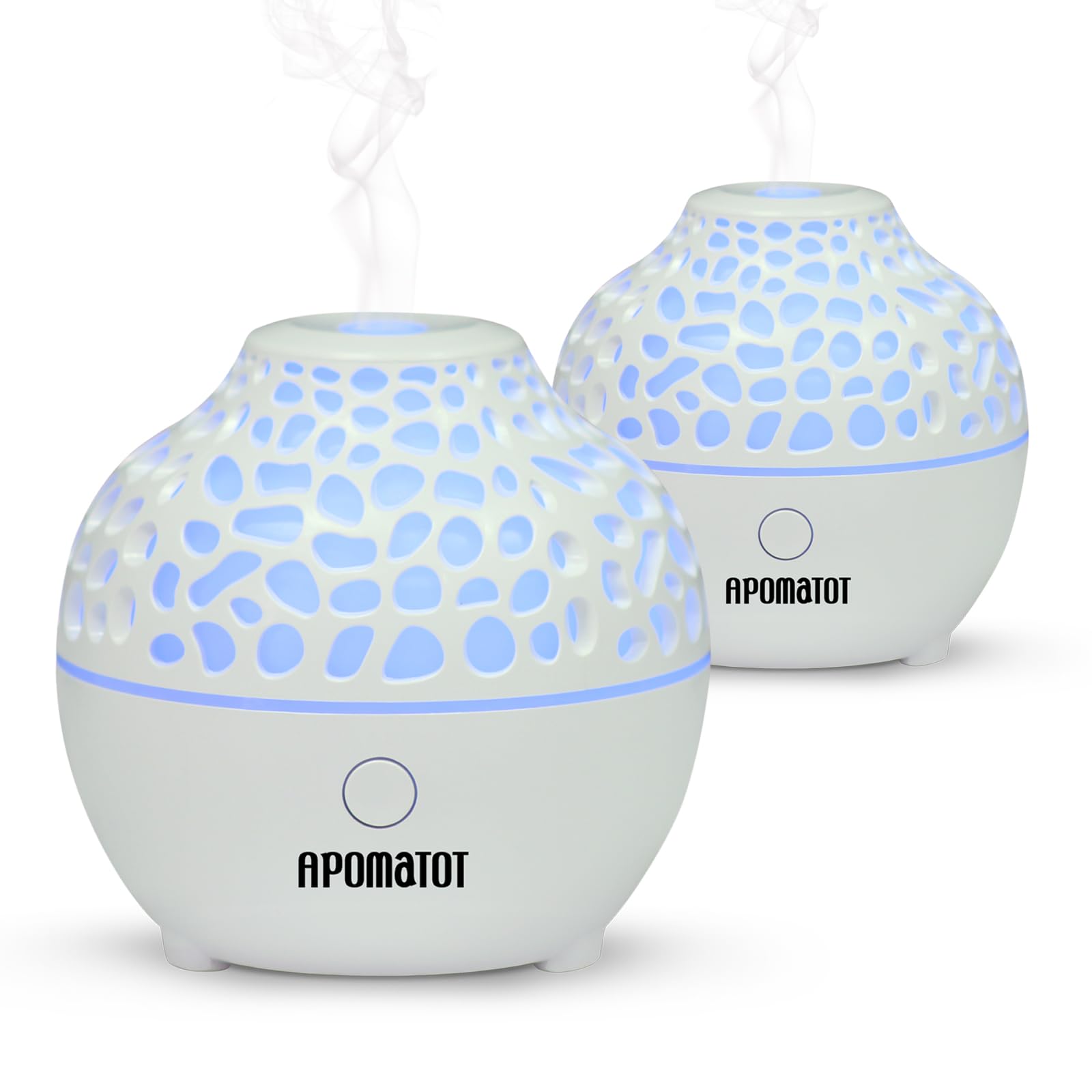 2 Pack Essential Oil Diffuser,Mini Portable Aromatherapy Diffusers,60ml Cool Mist Humidifier with USB 7 LED Light Color,Waterless Auto Shut-Off for Gift Home Office Room