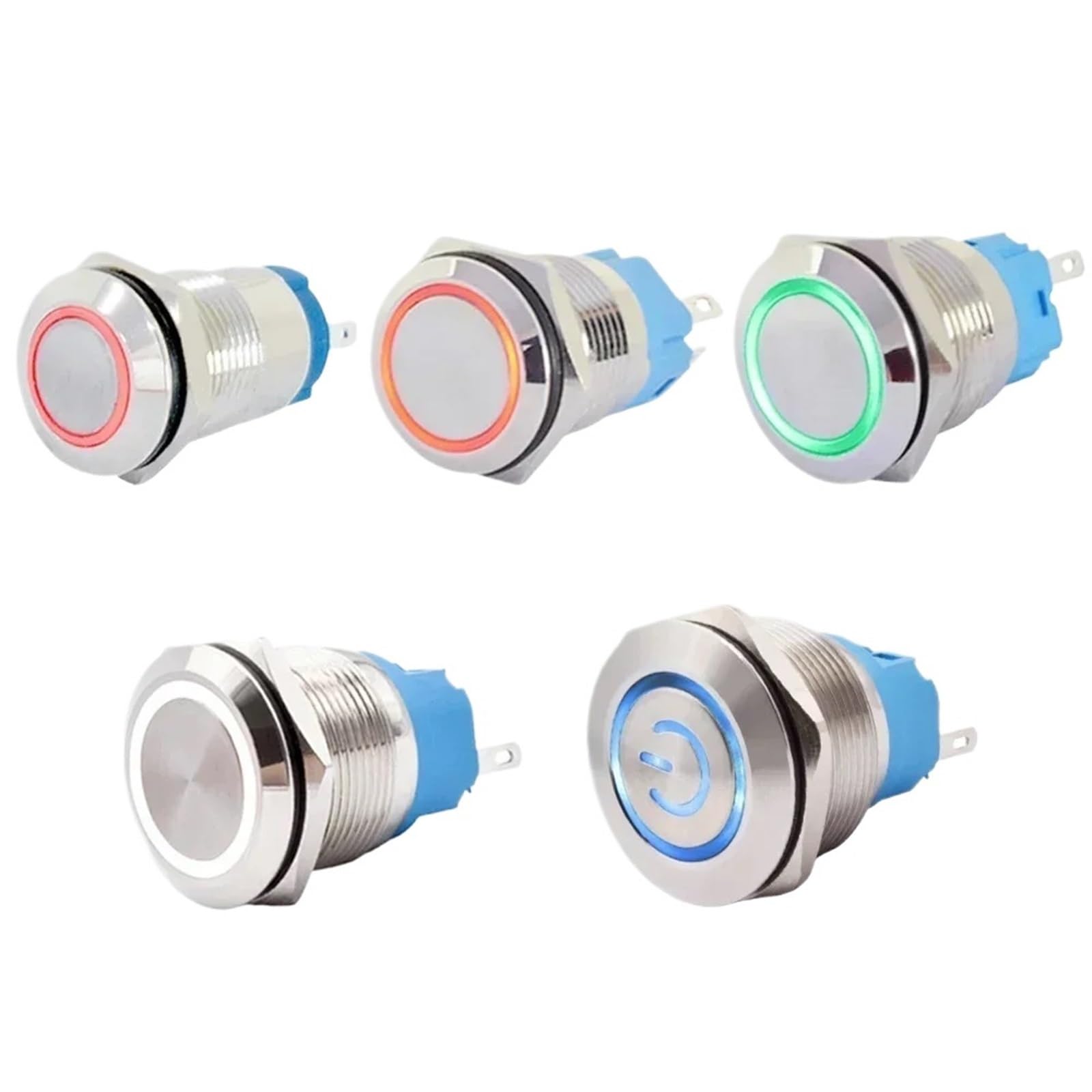AVIMYA 12 mm 16 mm 19 mm 22 mm 25 mm LED Metal Stal nierdzewna ON OFF Przełącznik przycisku zasilania Rozruch 12 V 220 V chwilowa blokada Przycisk (kolor: 22 mm moc, rozmiar: mosiądz_moment_12-24 V W)