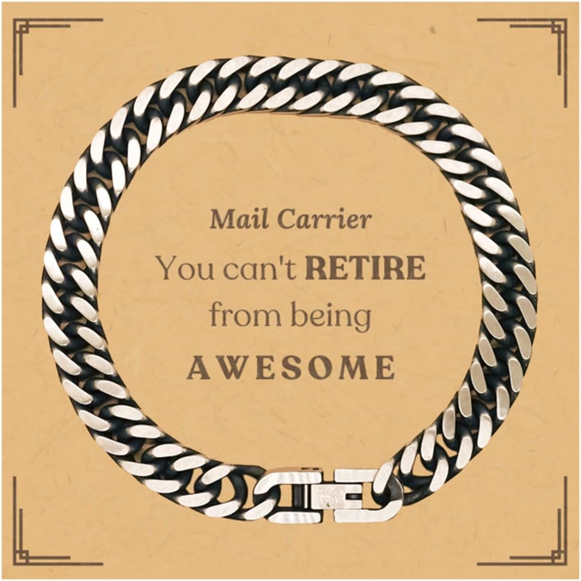 Keepsake Mail Carrier Retirement Gifts, Mail Carrier You can't RETIRE from being AWESOME, Appreciation Cuban Link Chain Bracelet for Mail Carrier Retirement Men, Women, Friends, Coworkers