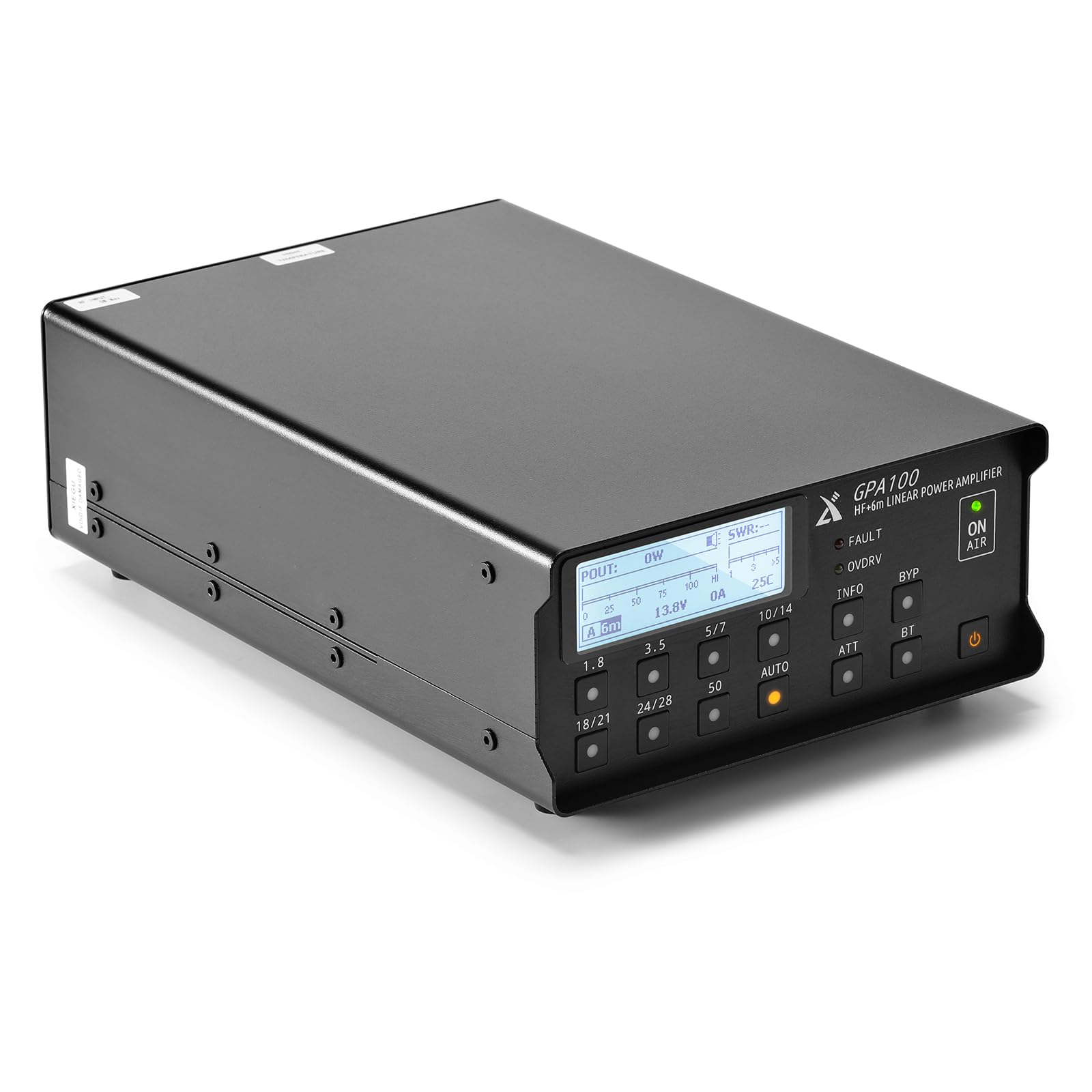 Xiegu GPA100 100W HF/6 m Amplificador lineal de estado sólido, para radios QRP, control de banda inalámbrico Bluetooth para IC-705 y 7 HF bandas con conmutación automática/manual para G90/X6100/X6200
