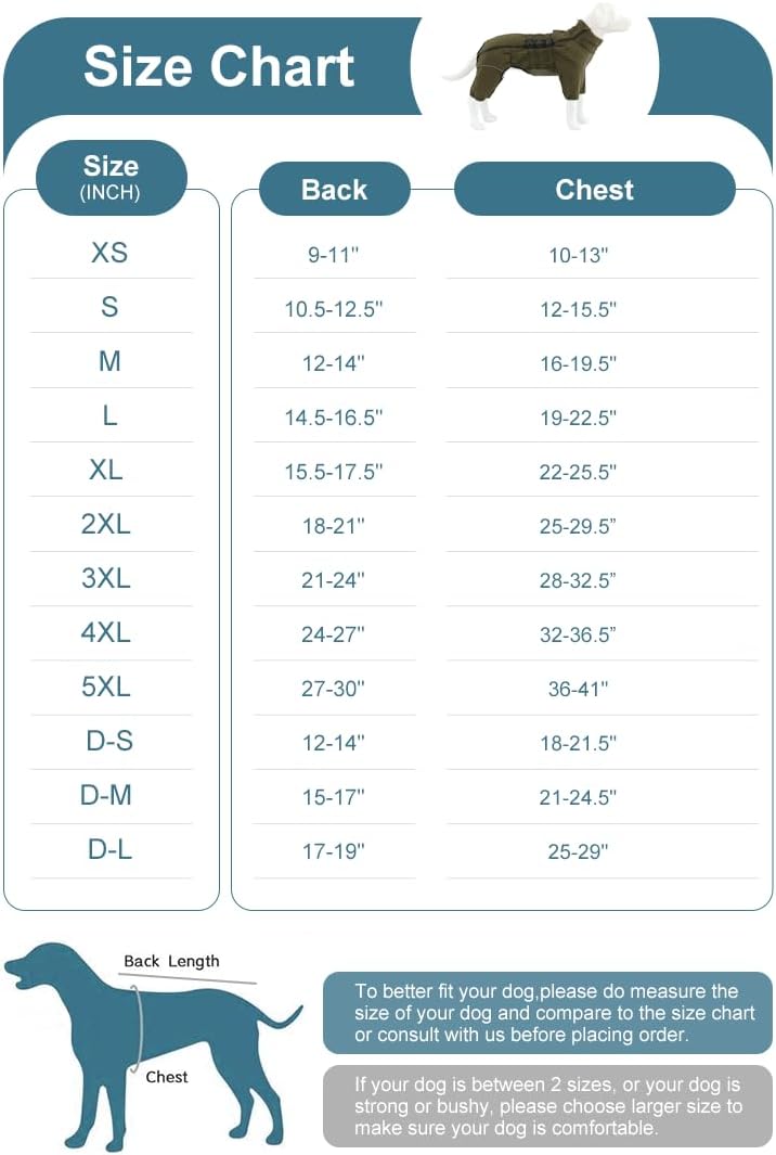 Warm Dog Coat Double Layers Dog Vest, 4 Legs Covered Windproof Waterproof Reflective, Olive XS - Image 2