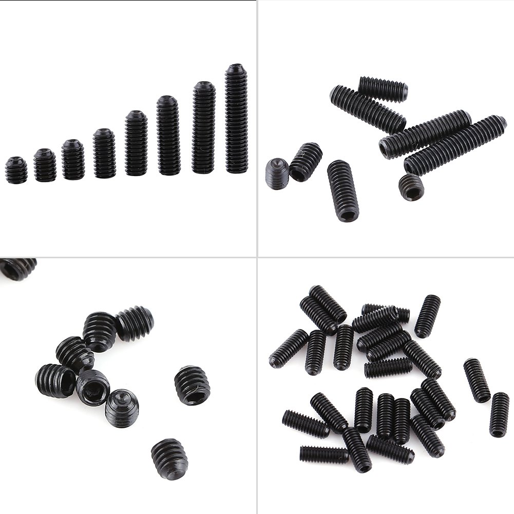Confezione da 200 pezzi Viti per esagono incassato in acciaio al carbonio M3 Set di viti senza testa a tazza Set di kit di fissaggio per fissaggio a macchina