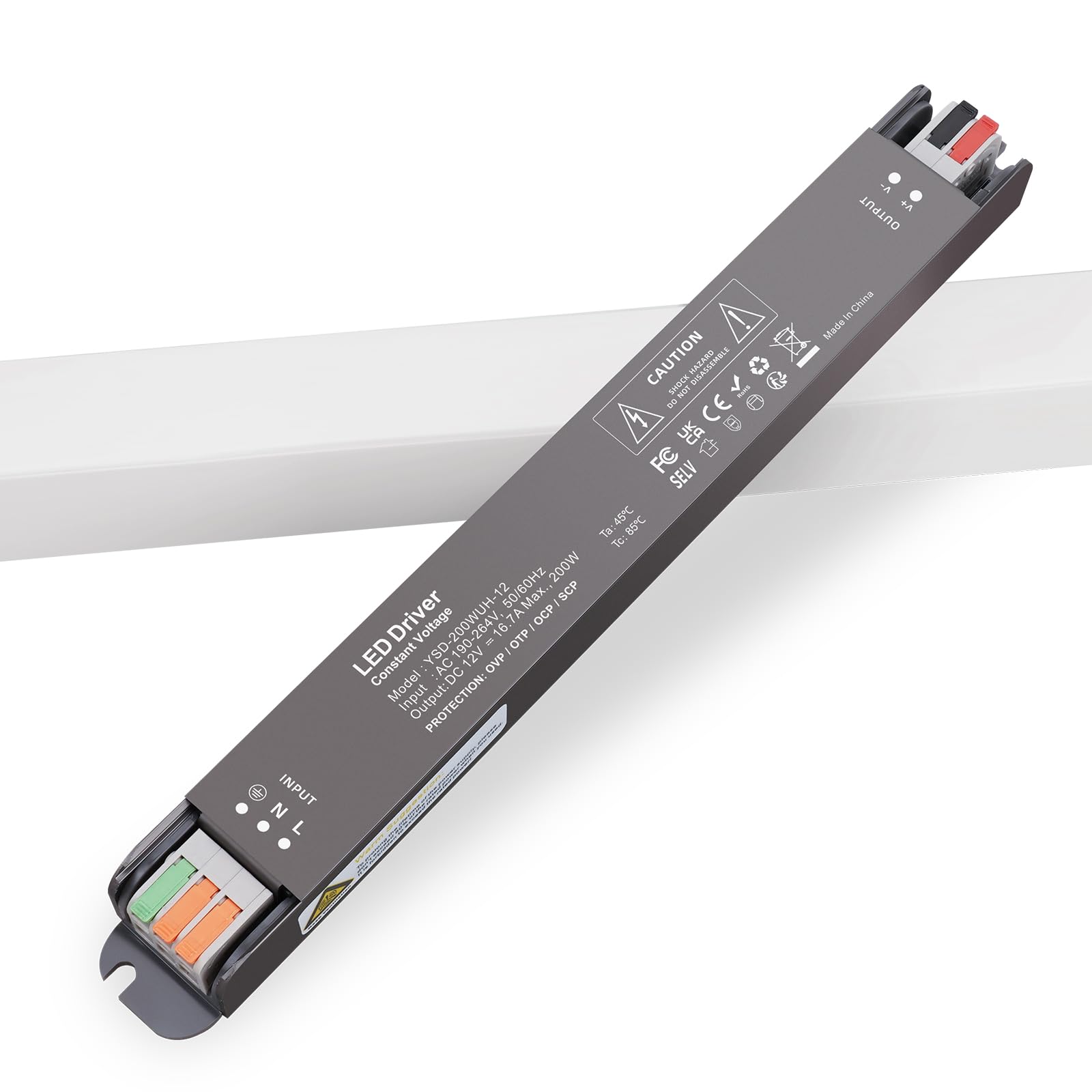 YAYZA! LED Driver 12V 200W, Transformer 240 to 12V DC 16.7A, Constant Voltage Power Supply Adapter, Low Voltage Converter for Strip Light, Downlight Bulb Christmas