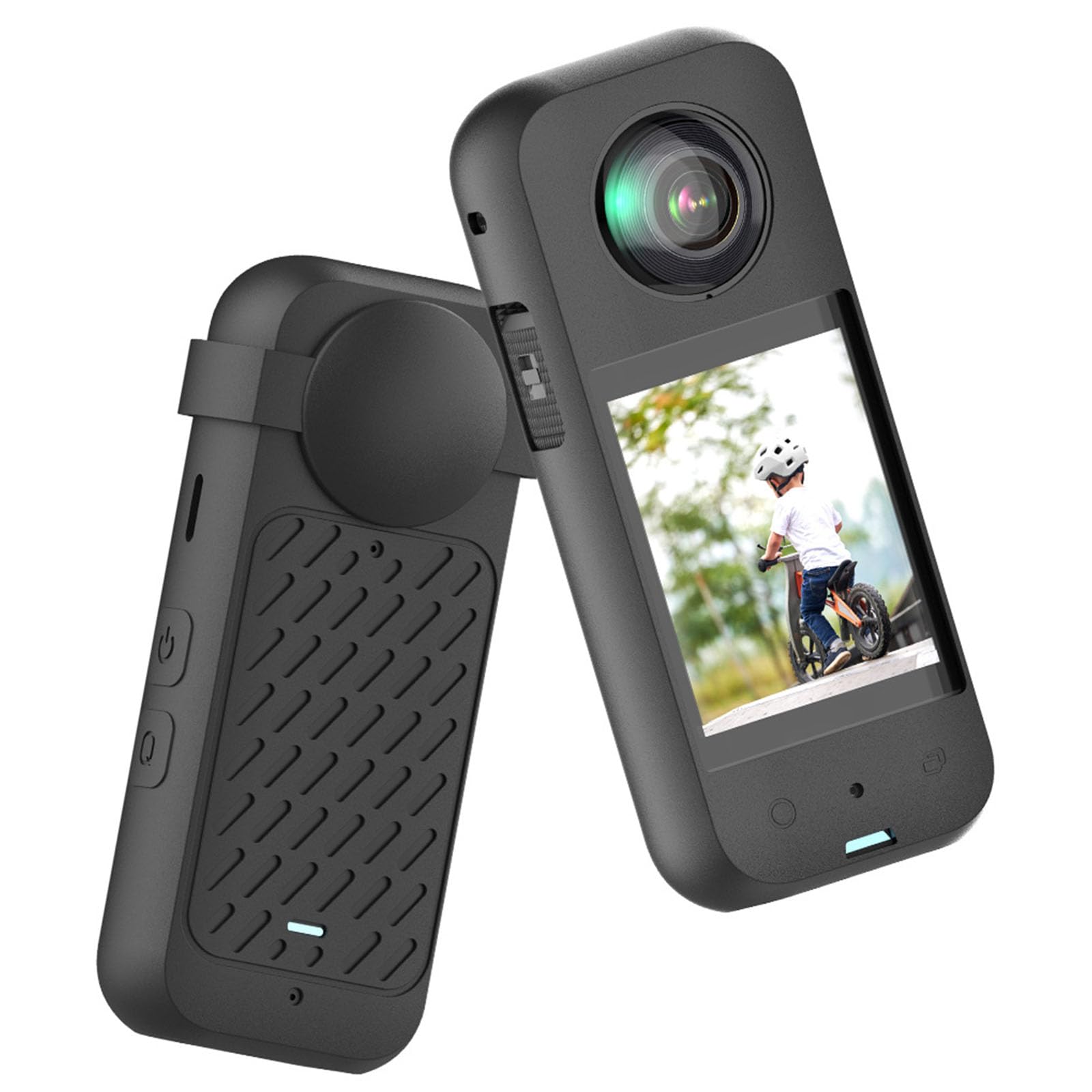 1 Set Camera Sleeve Shock Silicone Protector with Lens Lid Caps for Sports Camera Black