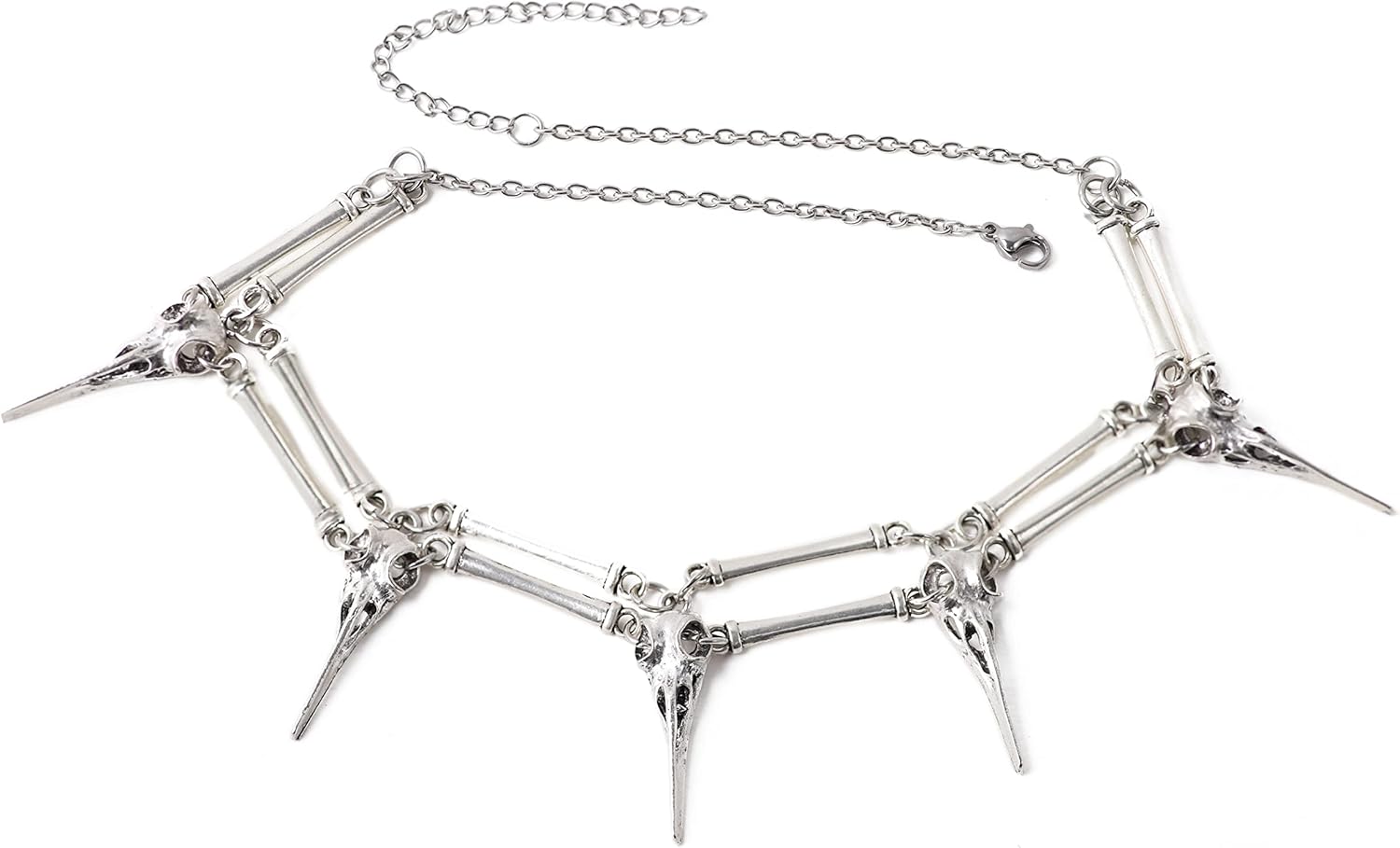 Sacina Gothic Skull Skeleton Choker Necklace, Zinc Alloy Skull Pendant, Goth Halloween Jewelry Gift for Women, Men