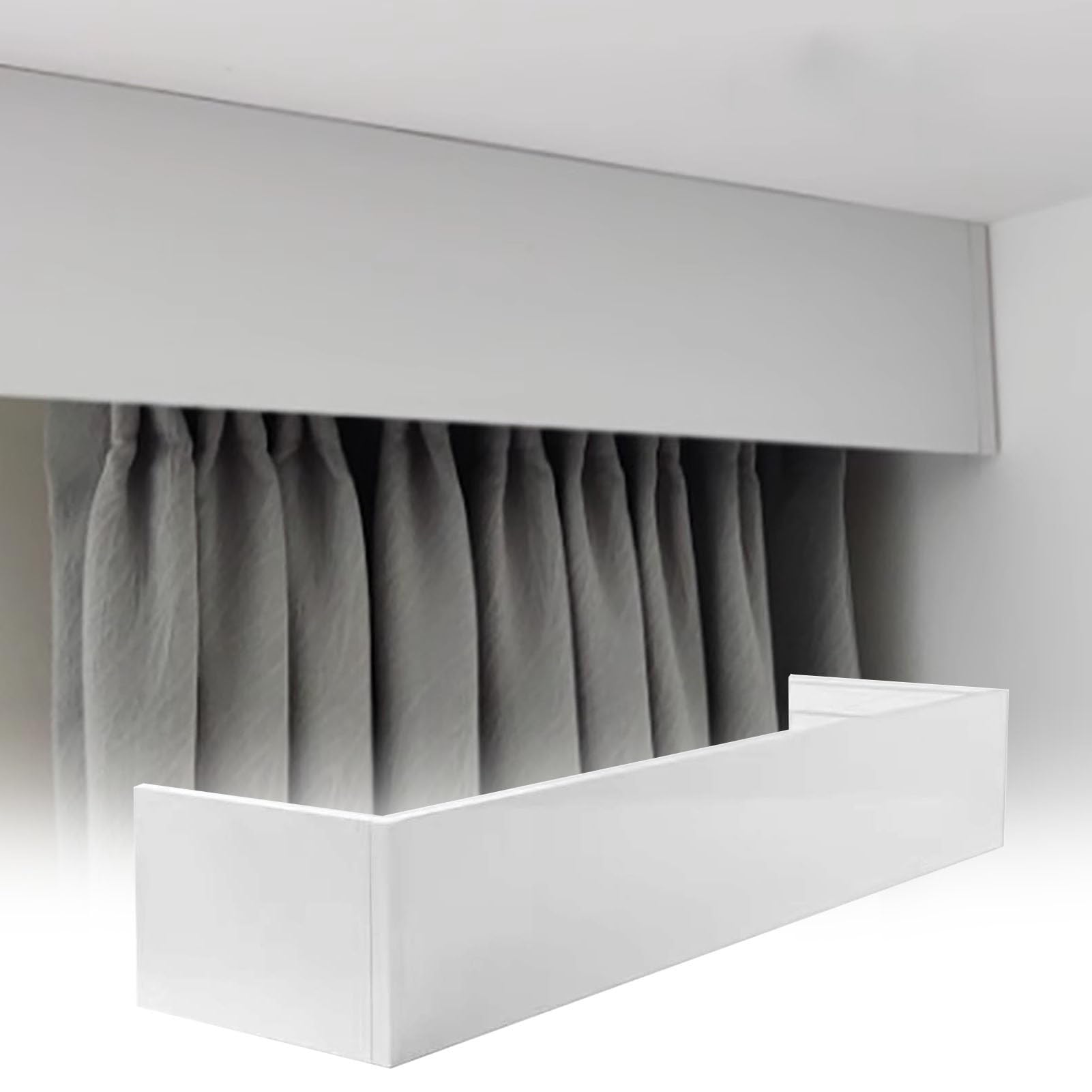 Gardinenstange Deckenvorhang mit Blende für Fensterkassetten Ohne Schiene, Moderner Fenstervorhang mit Blende für Zuhause, Aluminium-Vorhang mit Volant, Verdunkelungsvorhang(1m (3.3ft))