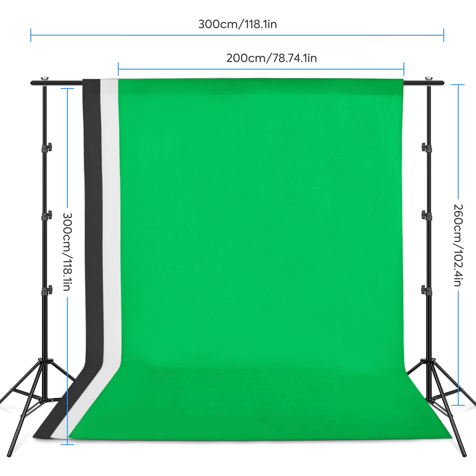 Fotostudio Set, Foccalli Softbox Studio Beleuchtungsset mit 2.6x3m Hintergrundsystem Greenscreen Set, 85W 2700-6400K LED Lampen, Regenschirme, Reflektor für Fotostudio, Porträt und Video Shooting