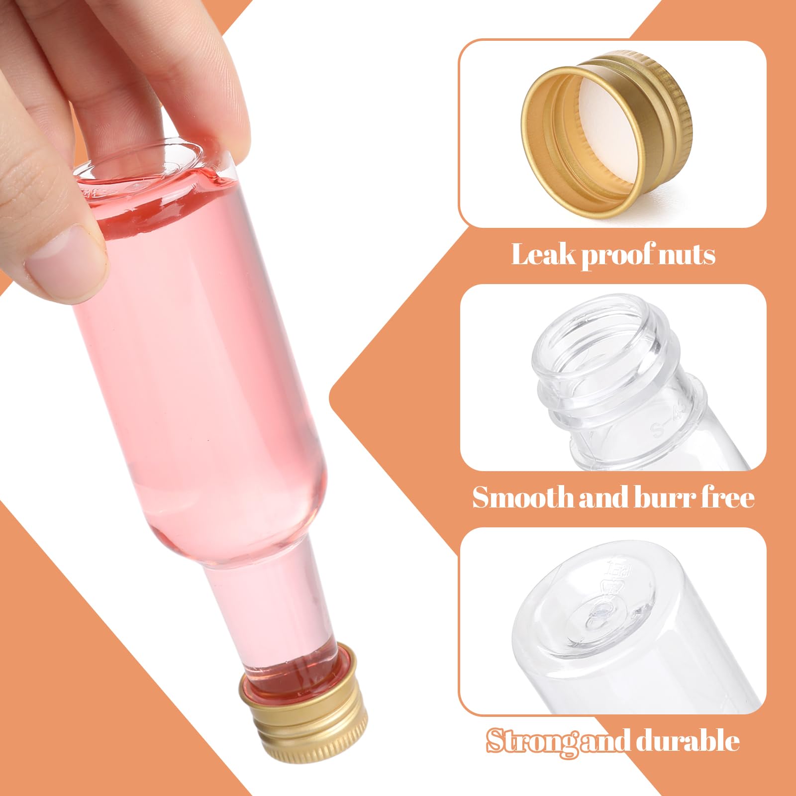50 Pezzi Mini Bottiglie Alcolici Bomboniere, Bottigliette Liquore Mignon da 25-30 ml, Piccole Bottiglie di Plastica con Penna, Etichette, Imbuto e Pennello per Matrimoni, Feste e Whisky