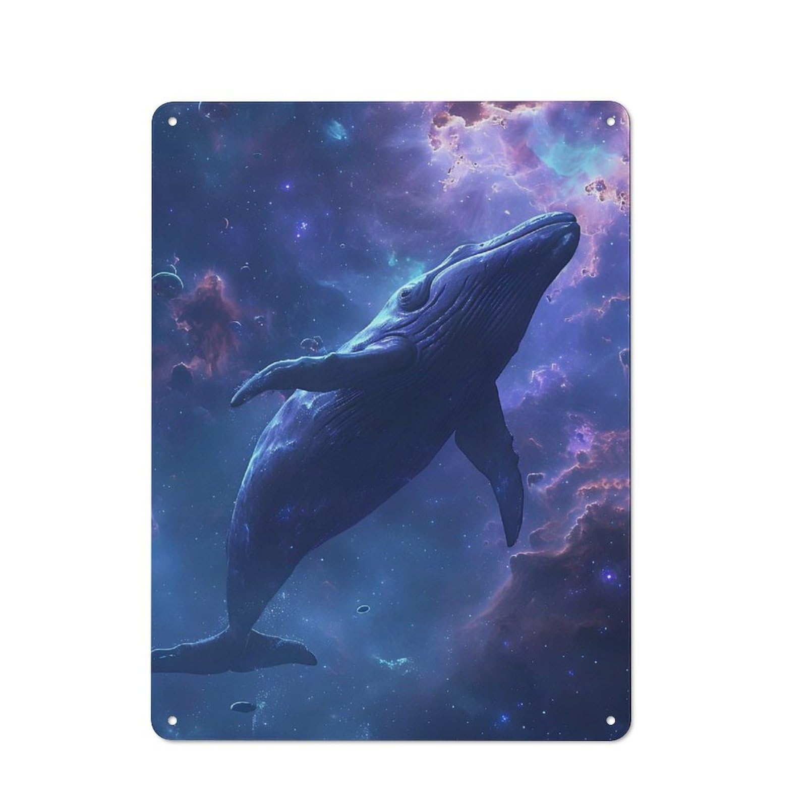 Junmoney Nebula Whale Metal Wall Sign 40X30cm Featuring For Pub Or Café, For Pub Decor Enthusiasts, For Retro Home Interiors