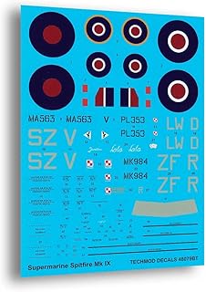 Techmod 48079 1/48 Supermarine Spitfire IX Polish Aircraft Wet Decal w/Masks WWII