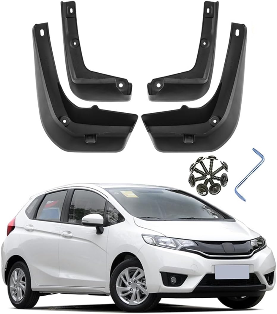 Car Mudguard Mud Flaps for FIT Jazz 2014-2017 Molded Custom Front and Rear Mudflaps Splash Guards Flares Kit 4-PC Auto Accessories,Send 1 Car Wash Towel
