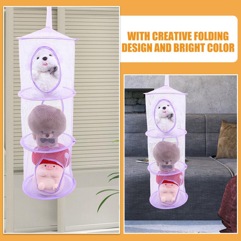 TOYANDONA 3pcs Foldable Stuffed Animal Hammocks Breathable Mesh Storage Nets for Toys Hanging Organizer for Plushies and Socks Space-saving for Boys and Girls Rooms