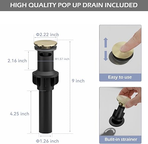 Miniatura 6 de BWE Grifo de lavabo de buque, grifo dorado cepillado para lavabo de baño, grifo de baño alto de cascada de una sola manija, grifo de lavabo de